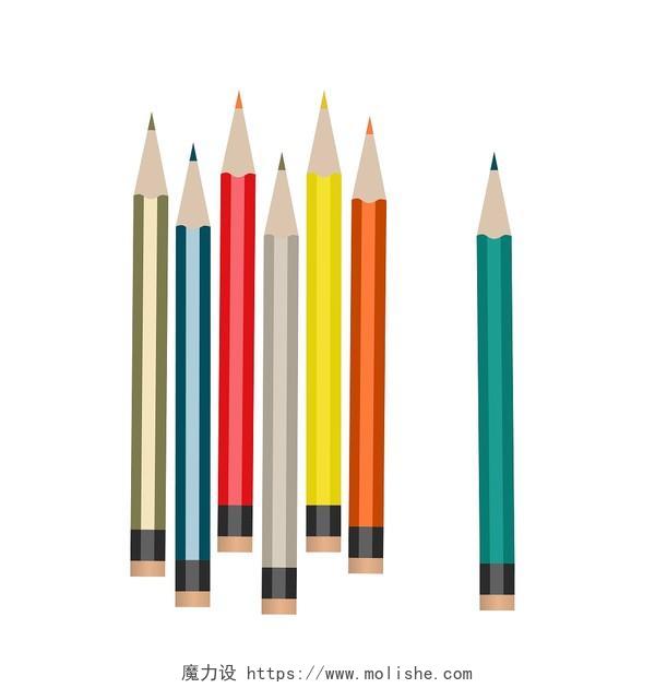 多只铅笔多只颜色彩铅AI矢量插画png素材开学季铅笔